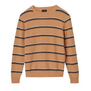 Magaschoni Men's Stripe Cashmere Brown Sweater Size S